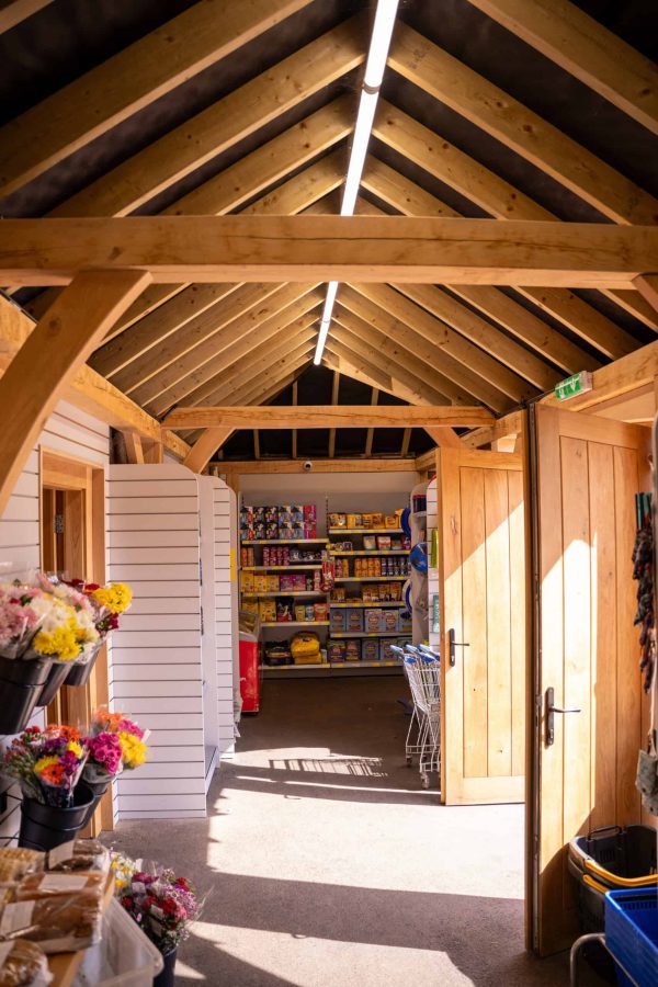 Open oak rafter shop floor